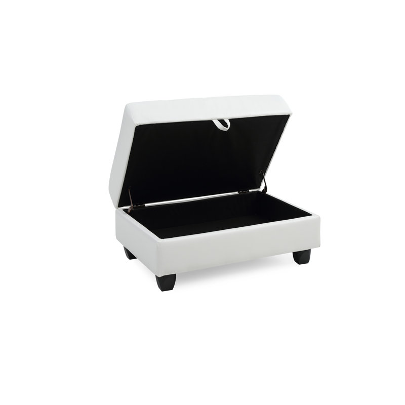 Bella Faux Leather Ottoman, Faux Leather White