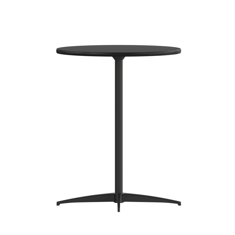 Marrel Round Wood Cocktail Table with Columns, 42" H x 24" L x 24" W, Black, Black