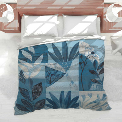 Blue Botanical Collage Comforter