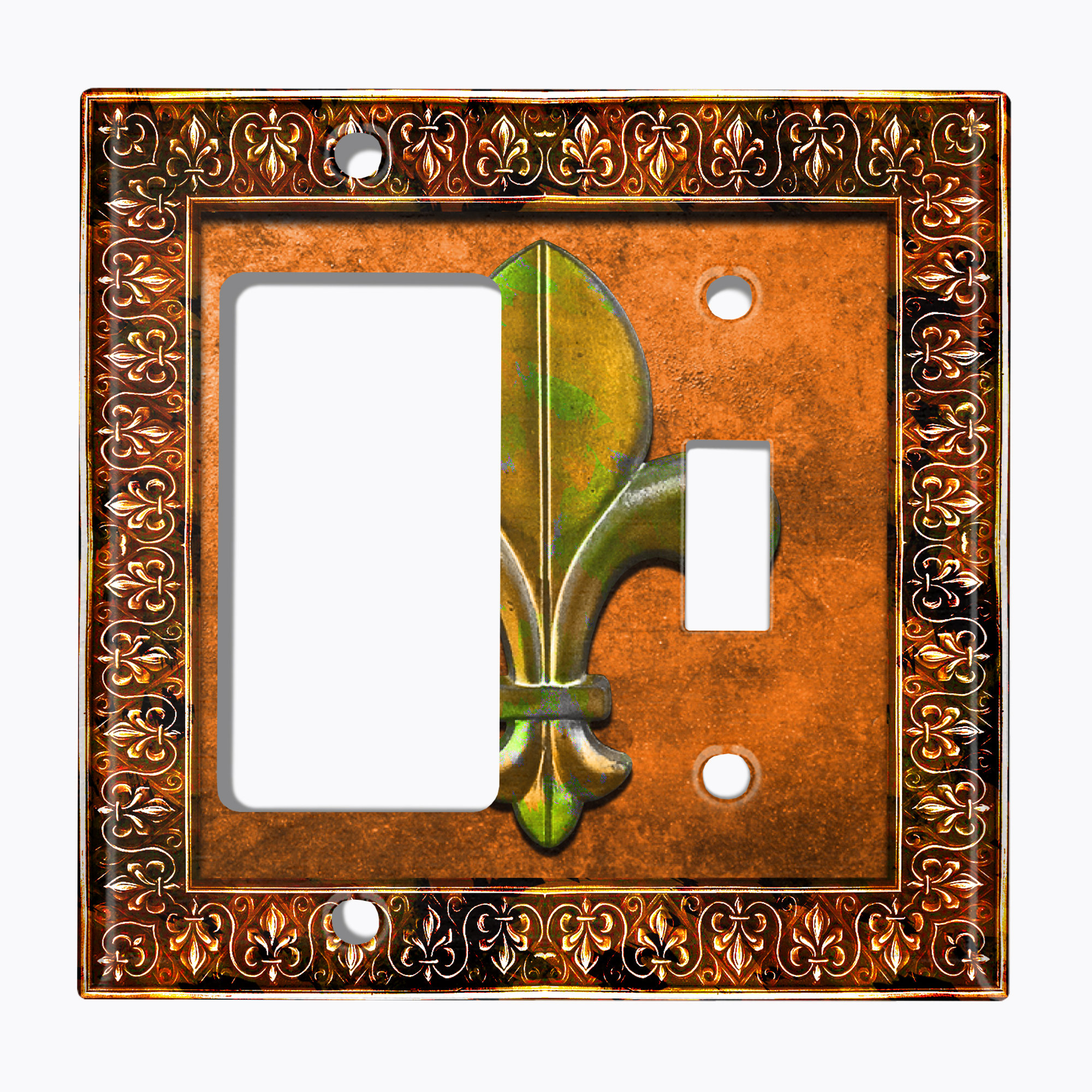 WorldAcc Metal Light Switch Plate Outlet Cover (Fleur De Lis Orange ...