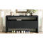 Buffet U-Style en placage de bois massif de 60 po avec portes à fermeture en douceur, rangement double, idéal pour organiser les articles essentiels dans différentes pièces U-Style, console de 60 po, minimaliste moderne, double, articles pour la maison-261582356