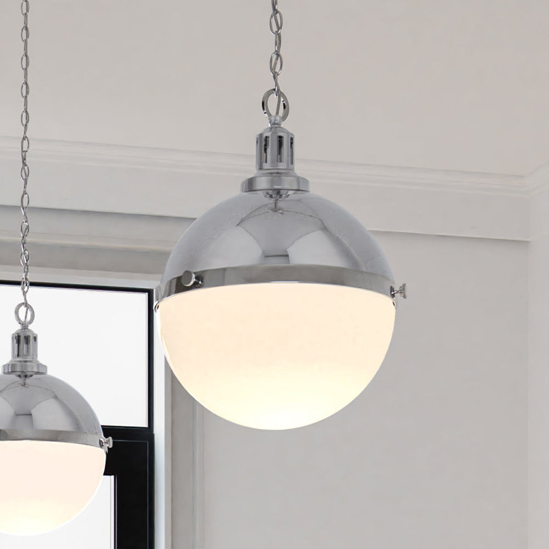 Luminaire suspendu sphère 2 lumières Valia, Chrome poli