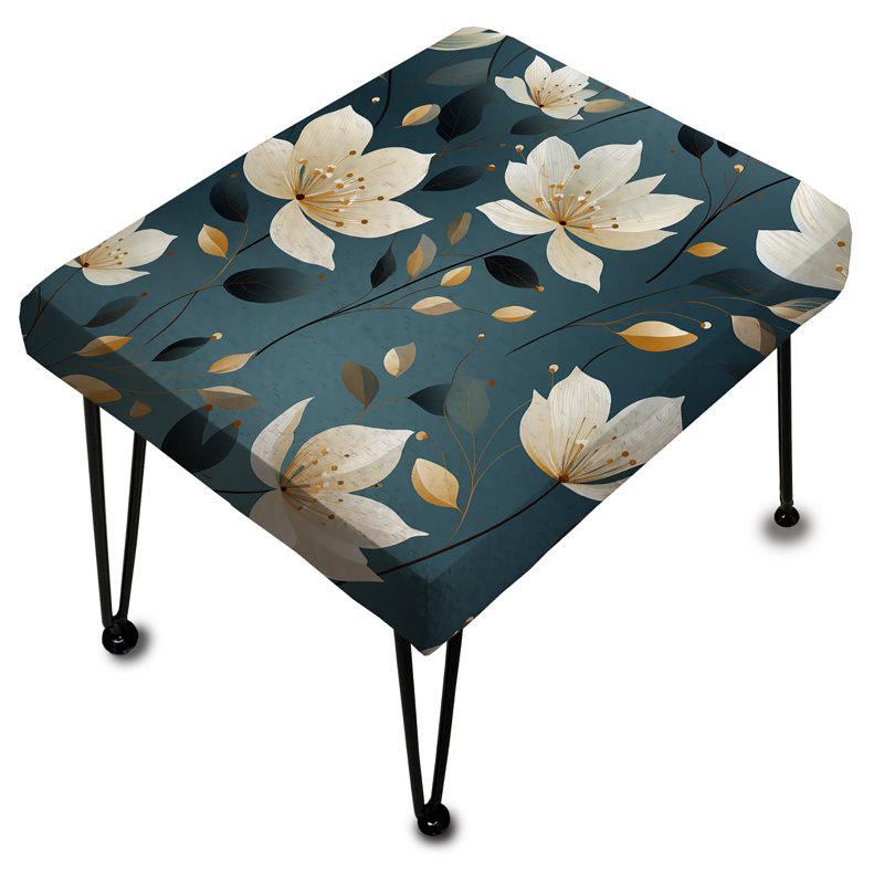 Motif floral élégant sarcelle et ivoire - Repose-pieds rectangulaire floral