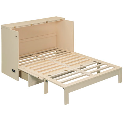 Full Size Bed In Gold Color, Space Option For Multifunctional Rooms, Drawers Clothes, Look Bed, And Stylish, With Large Drawers, Finish, Charging Devices