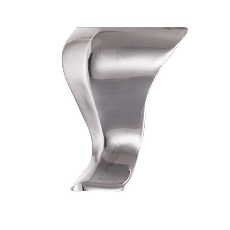 Pied de meuble courbé en aluminium, Aluminium poli, 6 po x 1,97 x 1,97 po