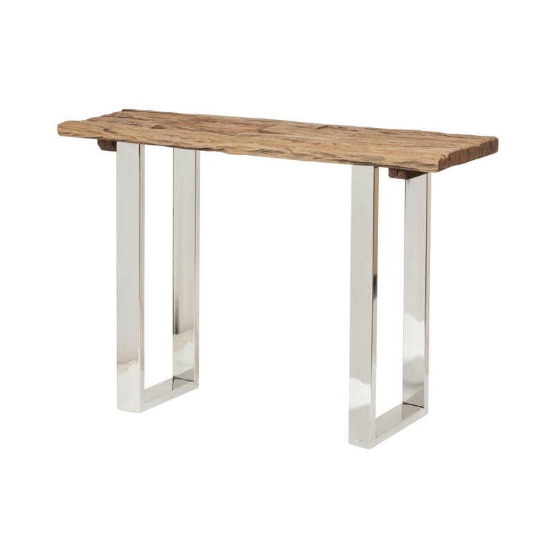 Console rustique fabriquée à la main avec structure en bois récupéré et en métal et fabrication en fer robuste