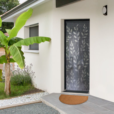 Sheltered Half Round Front Door Mat Lea Natural Braided Coir Coco Rubber Rug 30x18