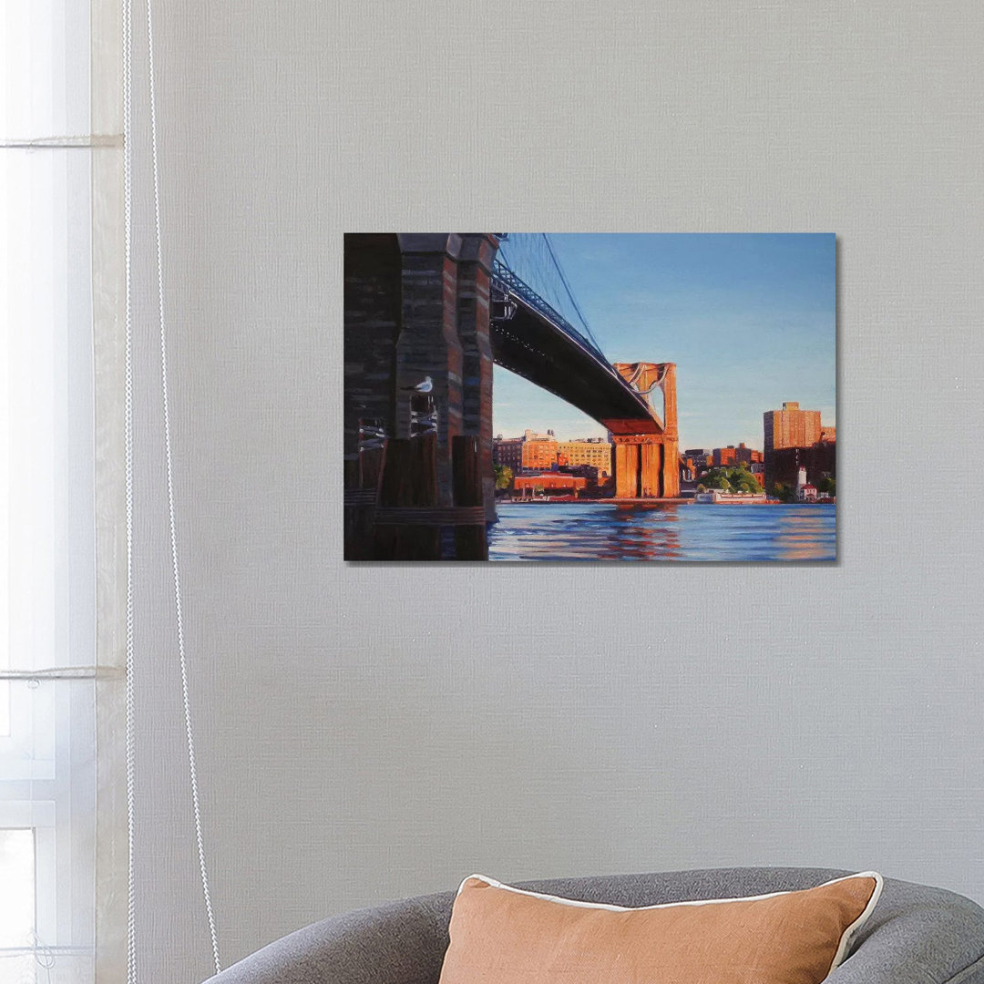 Brooklyn Bridge At Sunset II von Nick Savides - Galerie-verpackte Leinwand Giclée