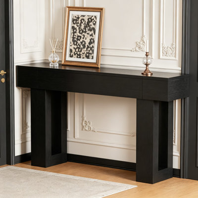 63 Inch Long Console Table, Narrow Rectangular Sofa Table Behind Couch, Farmhouse Entryway Table For Living Room, Hallway, Entrance, Black