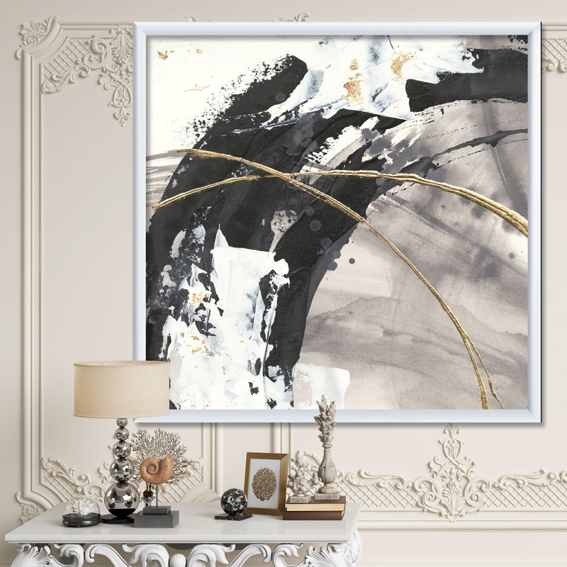 Glam Painted Arcs I - reproduction d'art sur toile encadrée, H 16 po x l 16 po x P 1 po, Cadre blanc