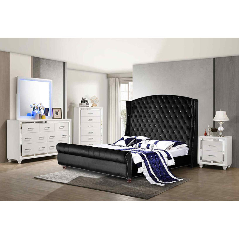 Upholstered Bed, Single (3'), Black