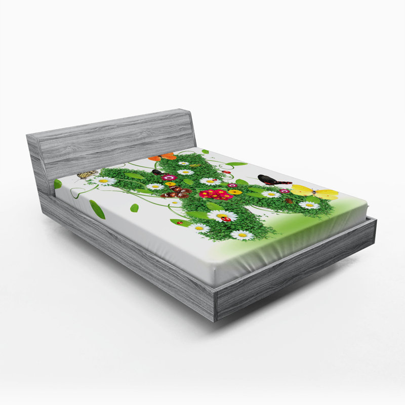 Microfiber Floral Fitted Sheet, Queen Fitted Sheet