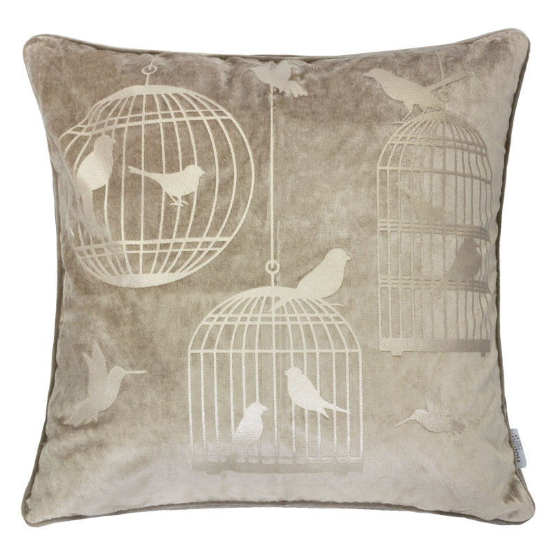  Bird Cage Velvet Throw Pillow, Mocha