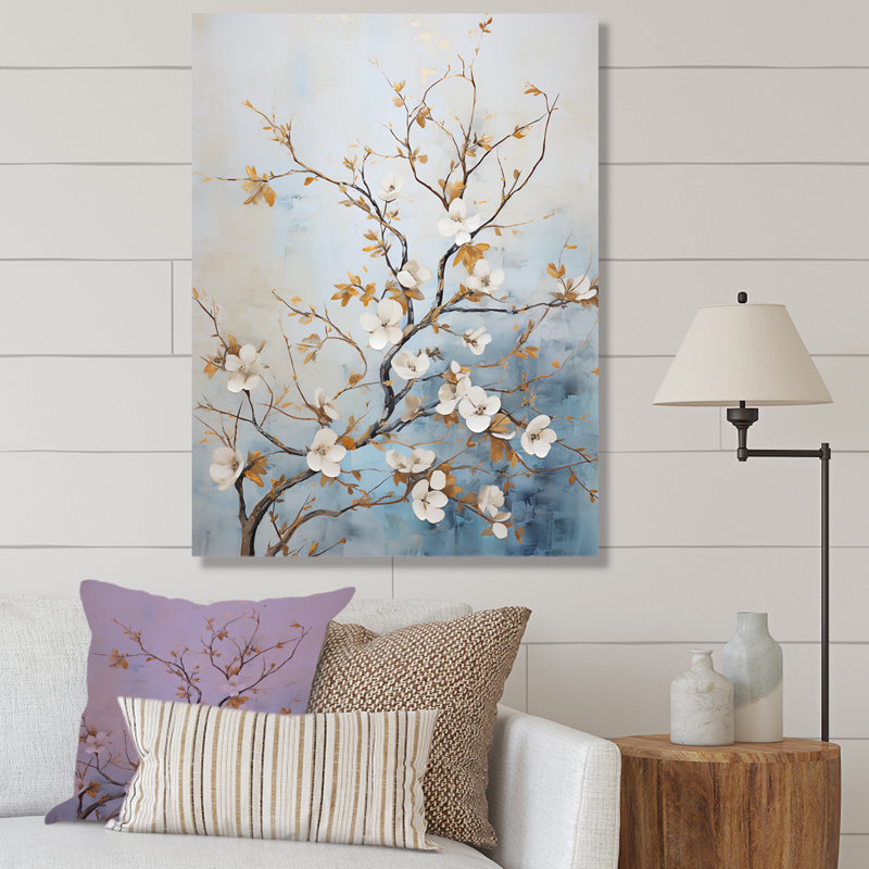 Blanc cornouiller Blossom Dreams V sur toile, H 32 po x l 16 po x P 1 po, Toile tendue