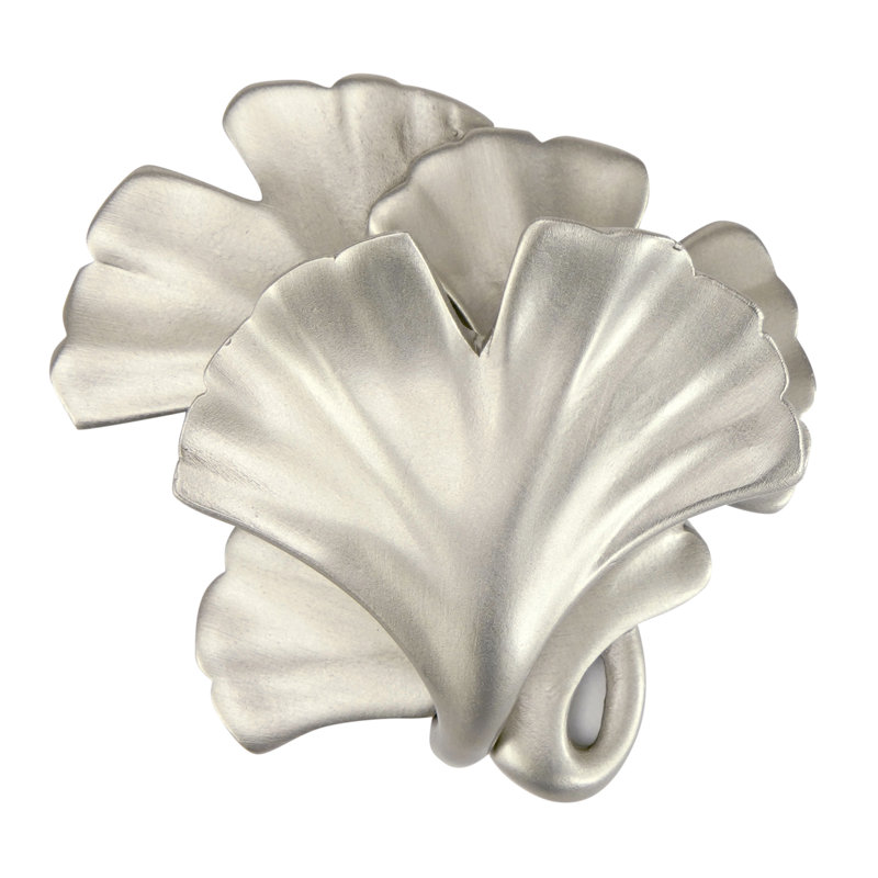 ARTS & CRAFT GINKGO KNOB IN PLATE, Satin Nickel 