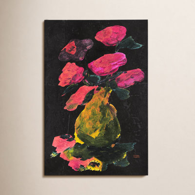 Midnight Flower I Hand-Embellished Print