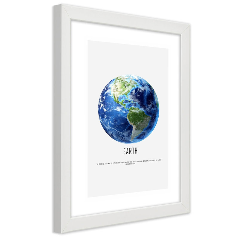 Earth Planet Cosmos - Single Picture Frame Print, White, 90cm H x 60cm W