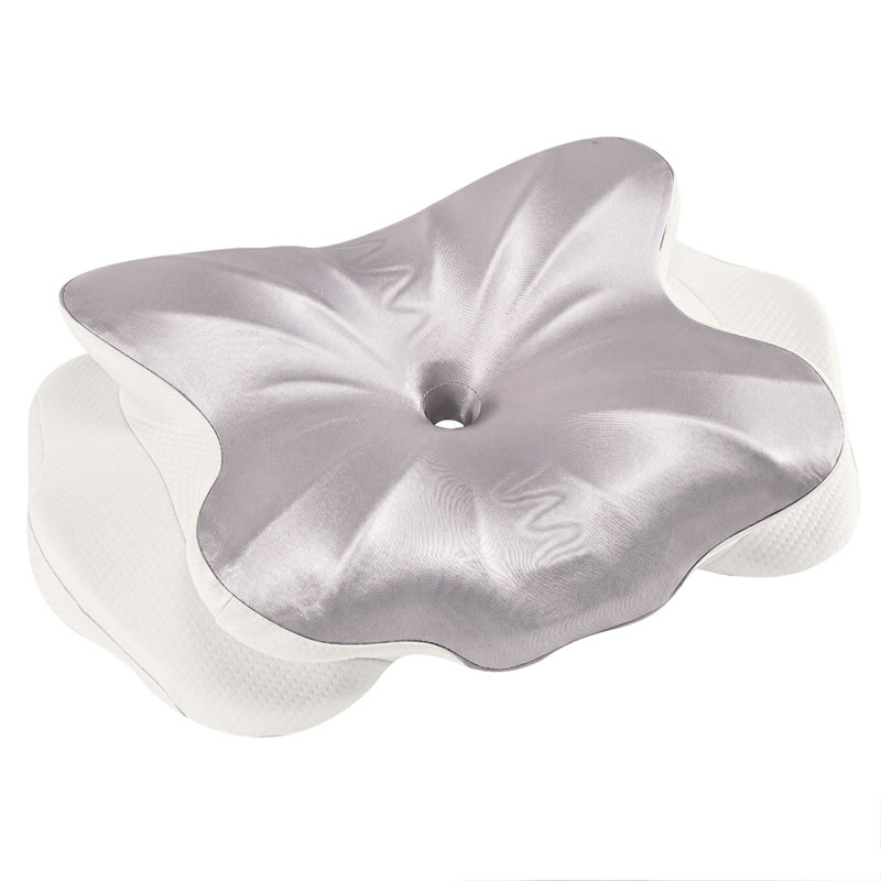 25" x 15" Ergonomic Contoured Cooling & Neck Support Memory Foam Cervical Pillow, Mid-Gray&White