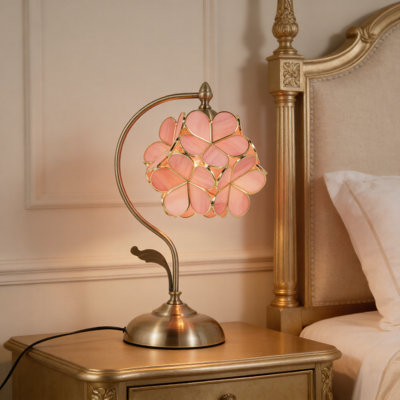 16.9"H Tiffany Stained Glass Floral Table Lamp With Bulb