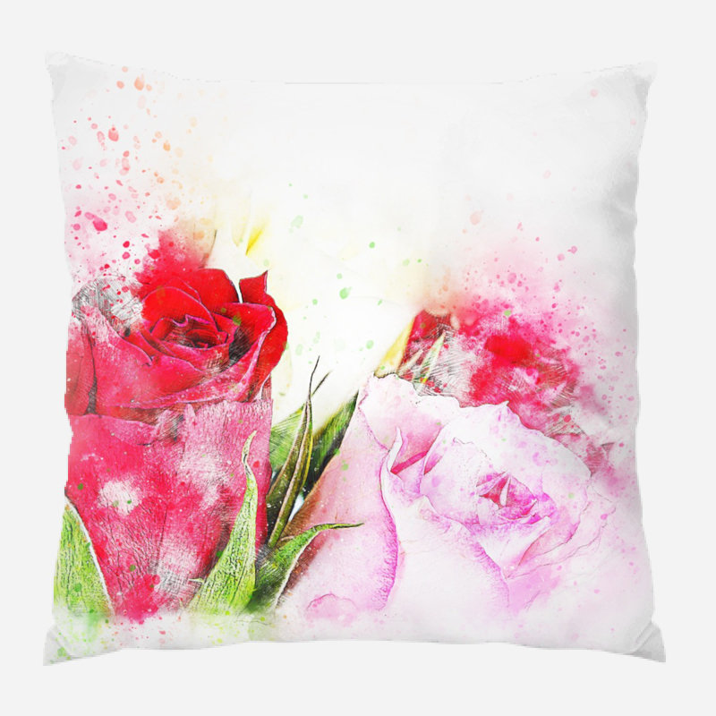 Coussin décoratif fleurs Ebron, Microsuède, Intérieur