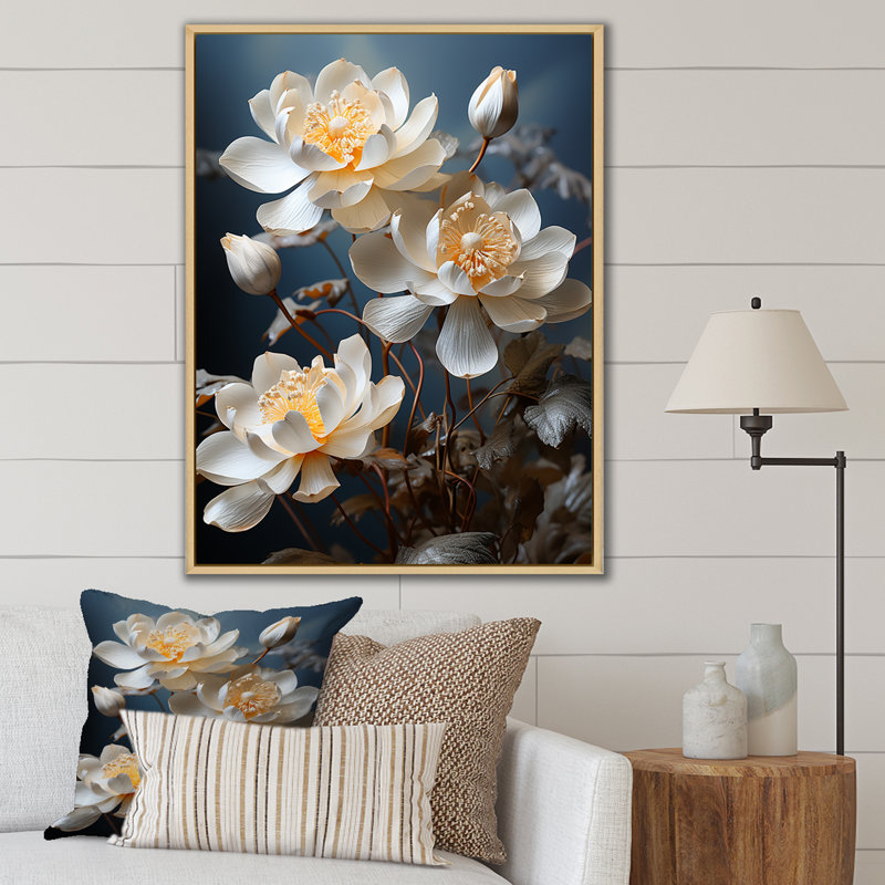 " Lotus Bliss Unveiled I ", Natural Floater Frame, 32" H x 24" W x 1" D