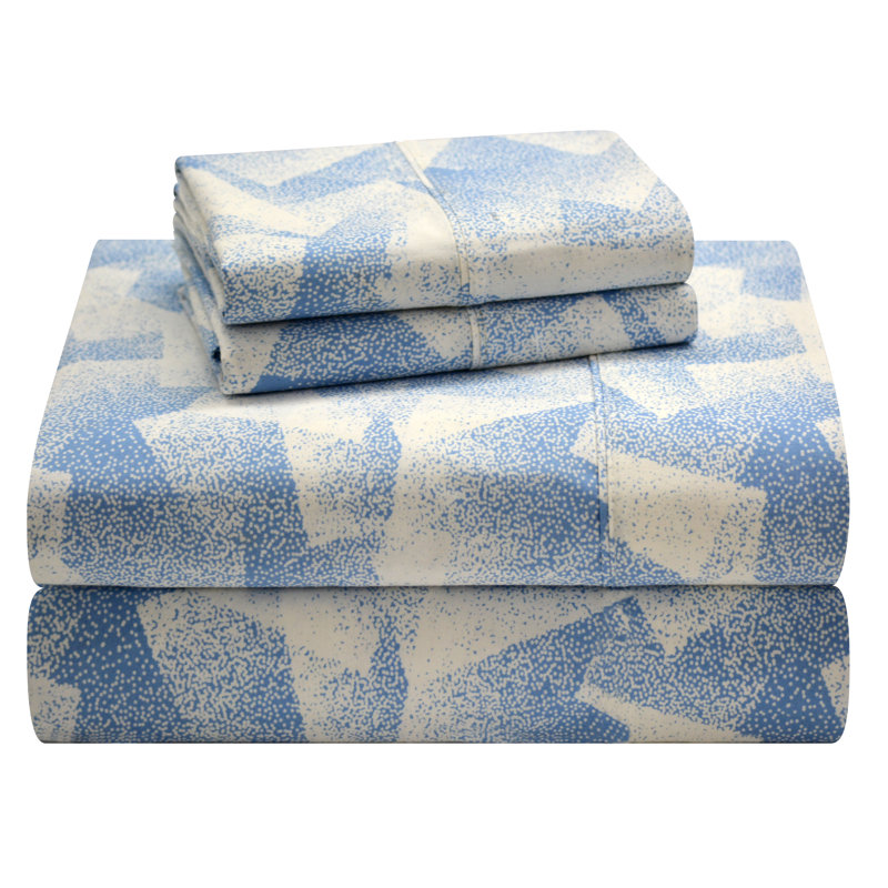 Valentina Blue Abstract Cotton Percale Full Sheet Set