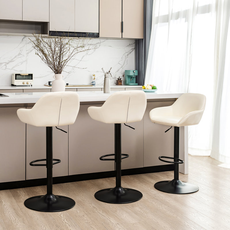 Tabouret de bar pivotant Mid-Century, Beige