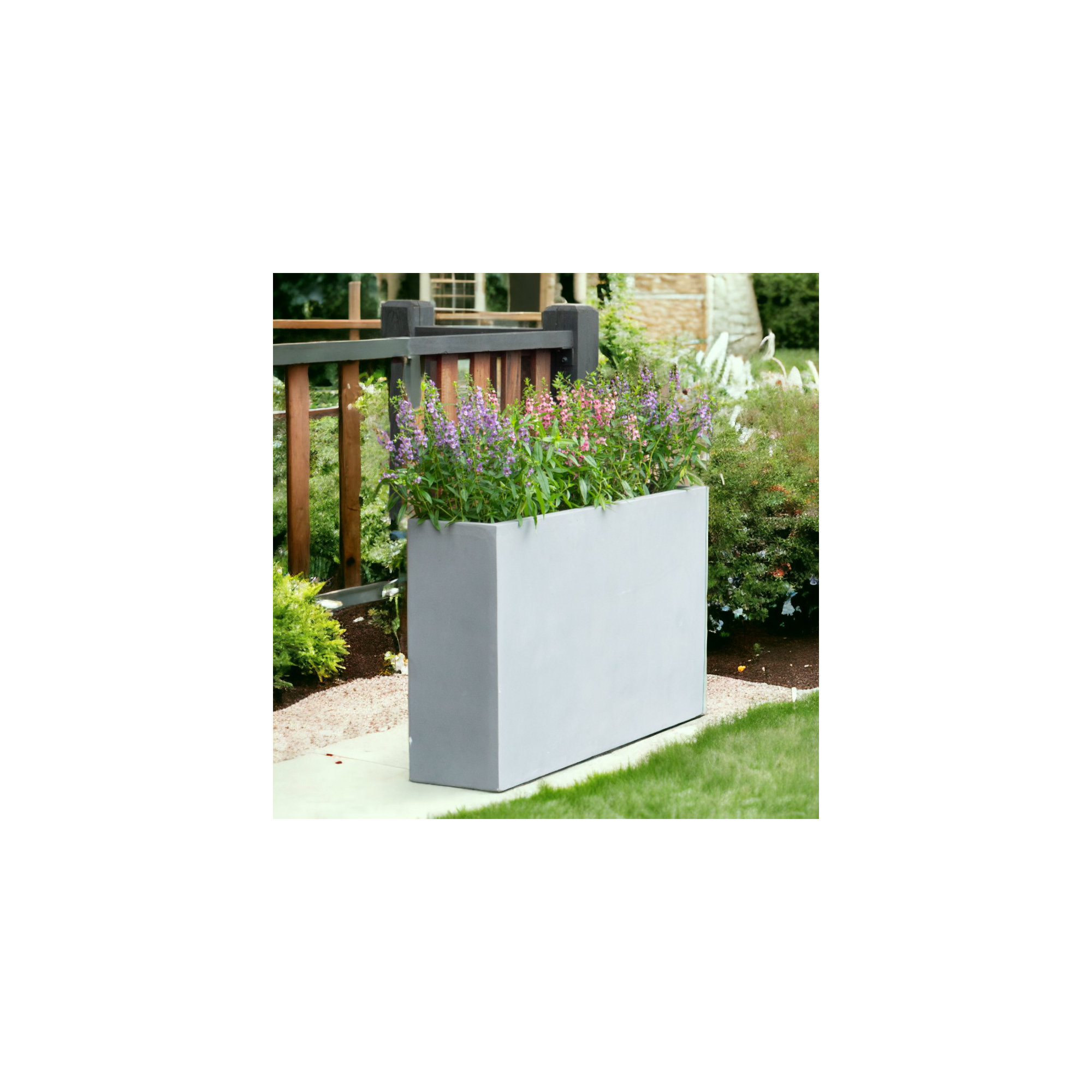 Connoisseur Handmade Planter Box, 8" H x 31.5" W x 8" D, Grey