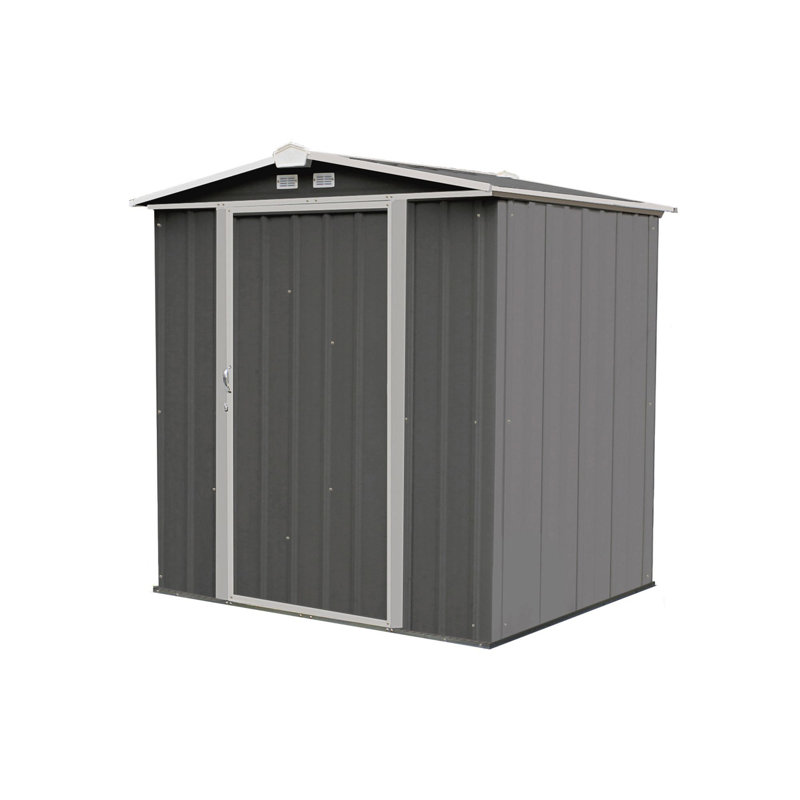 EZEE Shed Steel Storage 6 x 5 ft. Galvanized Low Gable, Charcoal/Cream