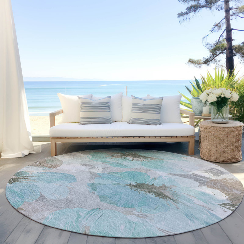 Tapis bleu sarcelle lavable intérieur / extérieur Celuve , 3 pi x 5 pi