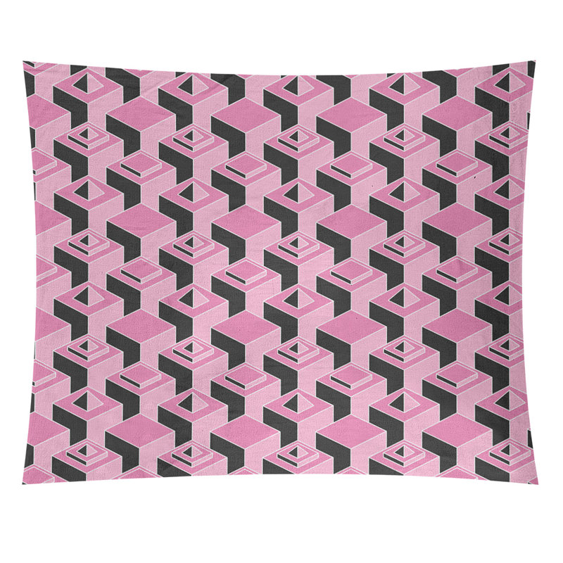 Tapisserie, H 51 po x l 60 po, Rose/noir