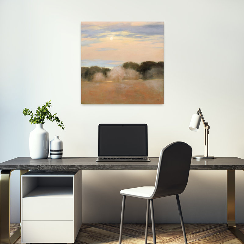 Art contemporain Sienna Fields I Moon Sq avec des nuages bruns, H 18 po x l 18 po