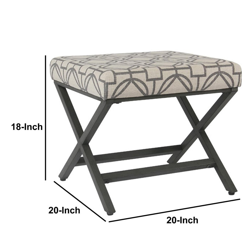 Priscilla Upholstered Ottoman, Beige/Gray
