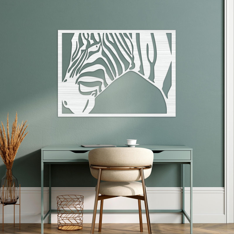 Décoration murale cheval rectangulaire - ACM, H 38 po x l 46 po x P 0,25 po, Argent