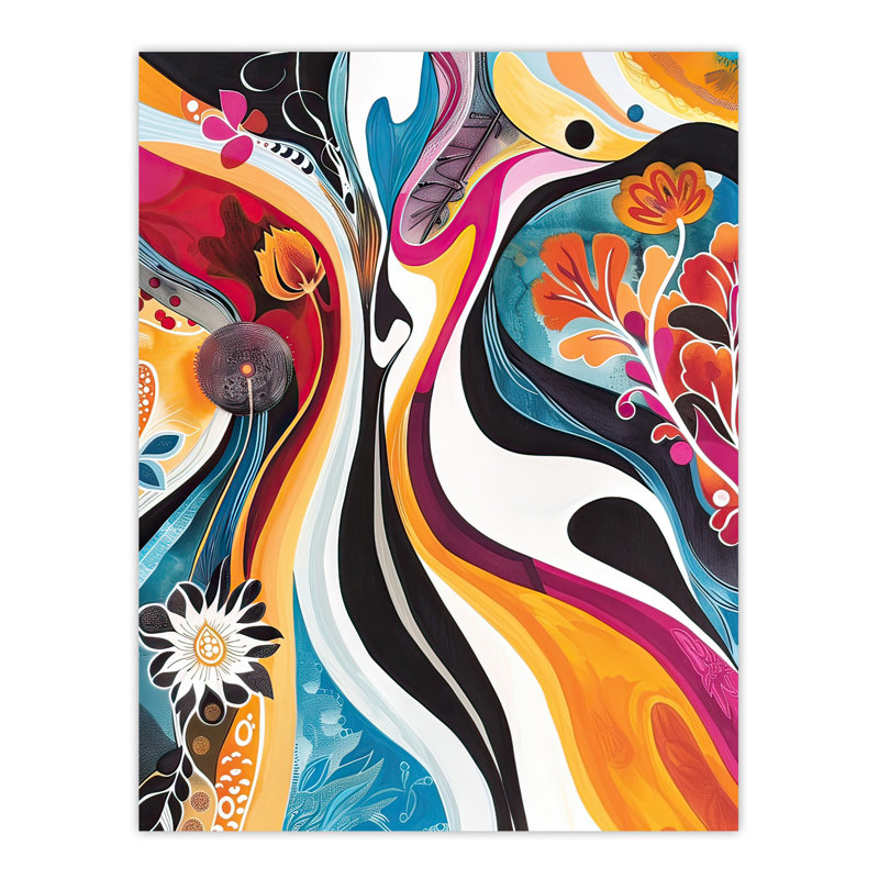Bright Psychedelic Floral Painting Wall Art Print