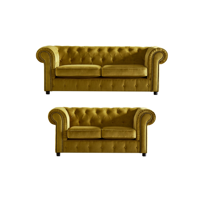 Aaron 2 - Piece Velvet Living Room Set, Mustard