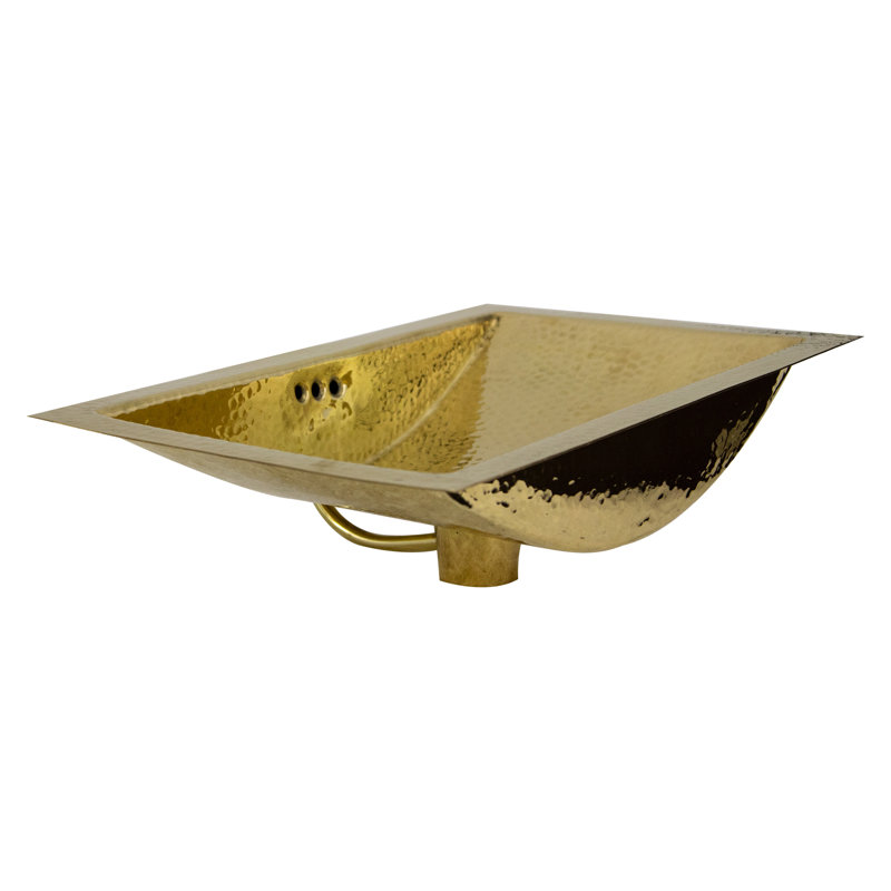 Nantucket Sinks Brightwork Home 12.75 " Rectangular Bathroom Sink and Overflow Hole, Brass