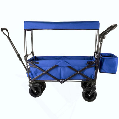 Très grand chariot de jardin pliable avec auvent amovible, chariots pliants avec roues et rangement arrière, chariot de jardin, camping, chariot d'épicerie, chariot de magasinage