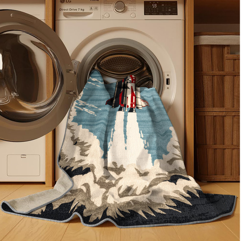 Tapis gris lavable à la machine, Rond 4 pi