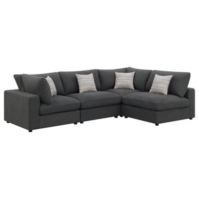 Rhette Charcoal 4-Piece Upholstered Sectional With Reversible Cushions