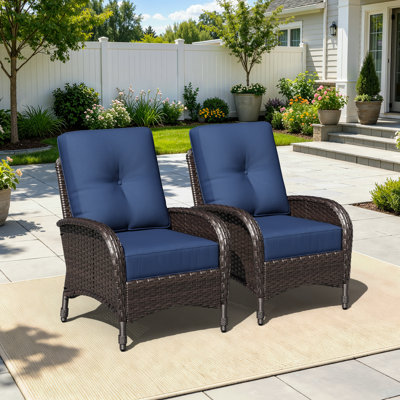 Ensemble de 2 fauteuils de patio en osier résistants aux intempéries et à la décoloration