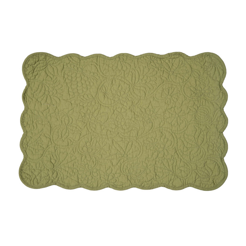 Ensemble de 6 napperons de courtepointe Christiana, Vert