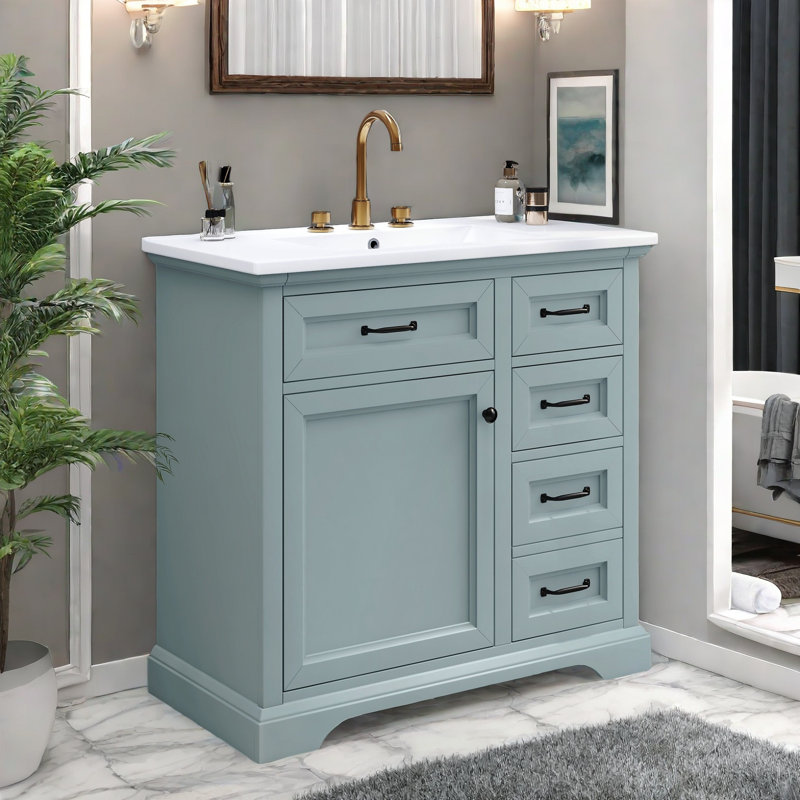 Meuble-lavabo 36 po avec comptoir en céramique, Gris