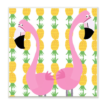 Paire de flamants roses pour enfants, art ananas