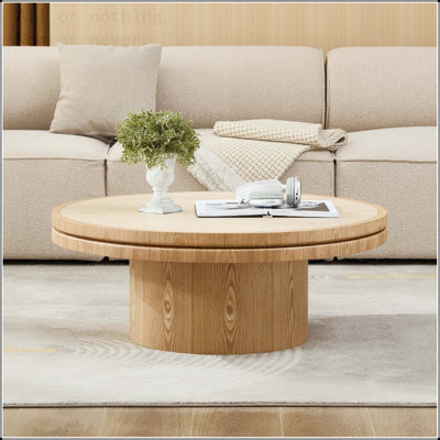 Round Coffee Table with Sintered Stone Top and MDF Pedestal