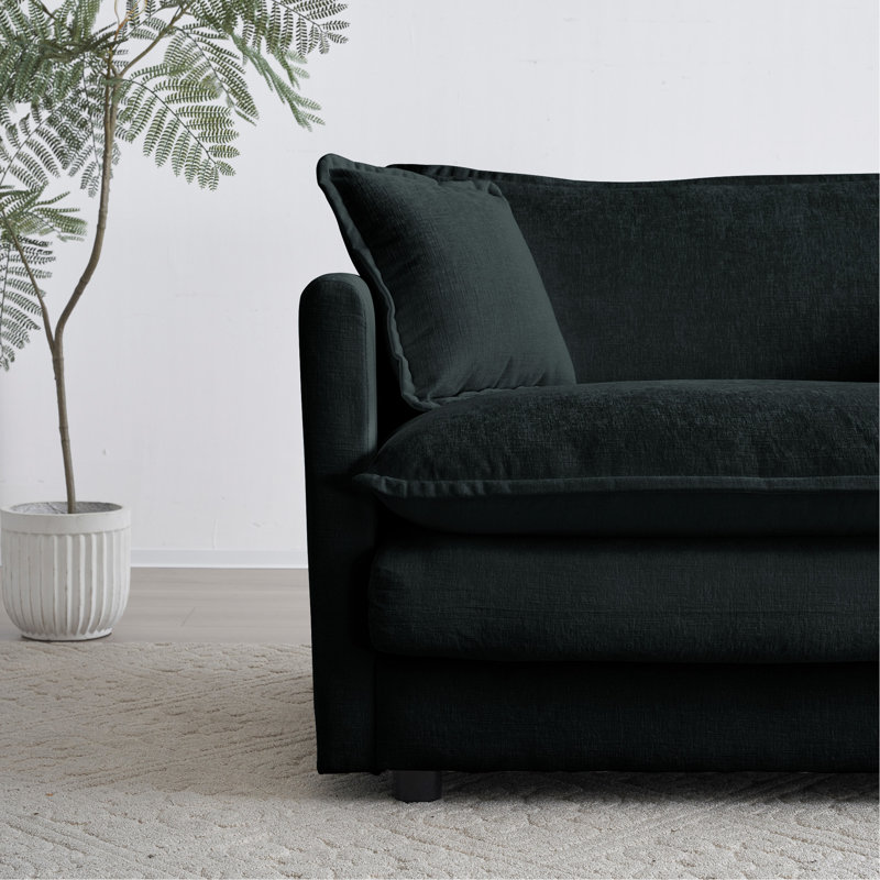 Comfortable And Stylish Chenille Two-Seater Sofa With Ottoman For Relaxing And Entertaining