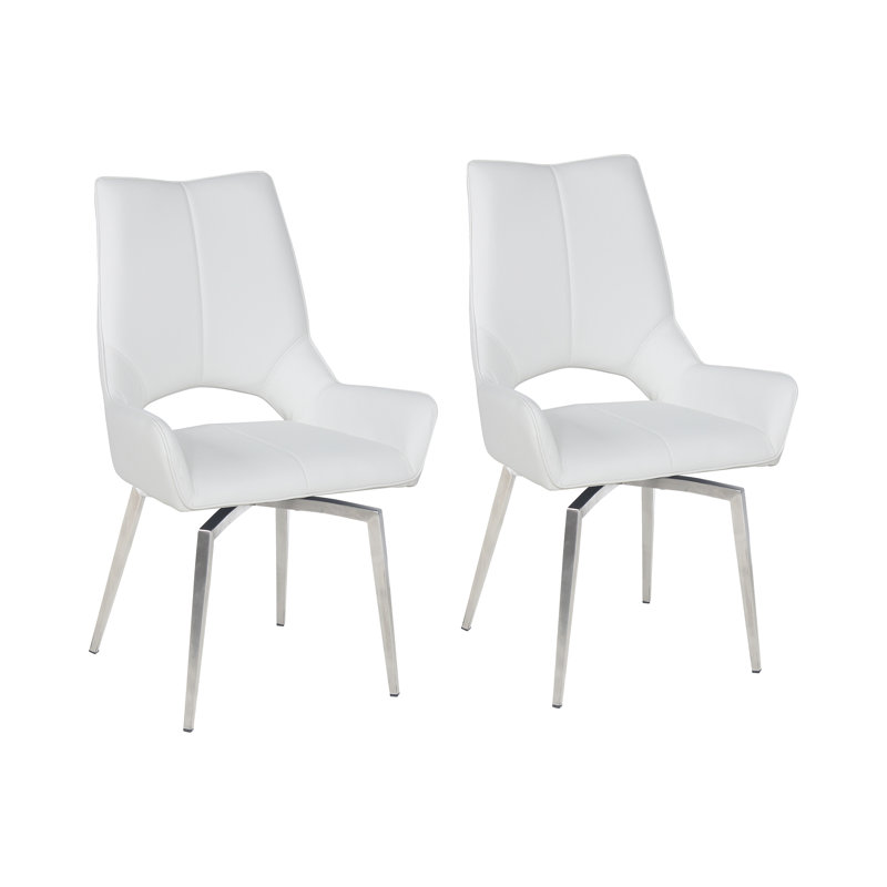 Chosposi Upholstered Swivel Dining Chair, White