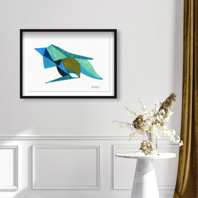 Manuel Roman - Azules y Aquas Shadowbox Abstract Print by Oliver Gal, Black Frame, 15 x 10, 11.5"H x 16.5"W, Black Shadowbox