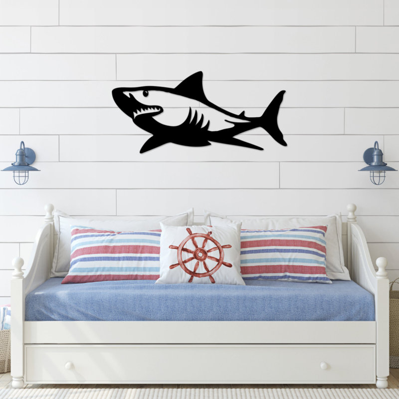 Shark Metal Wall Art Decor - Ocean Predator Wall Hanging - Great White Shark Sculpture - Marine Wildlife Rustic Home Decoration - Modern Industrial Iron Wall Art - Coastal Nautical Theme Artwork - Adventure Ocean Lover Gift