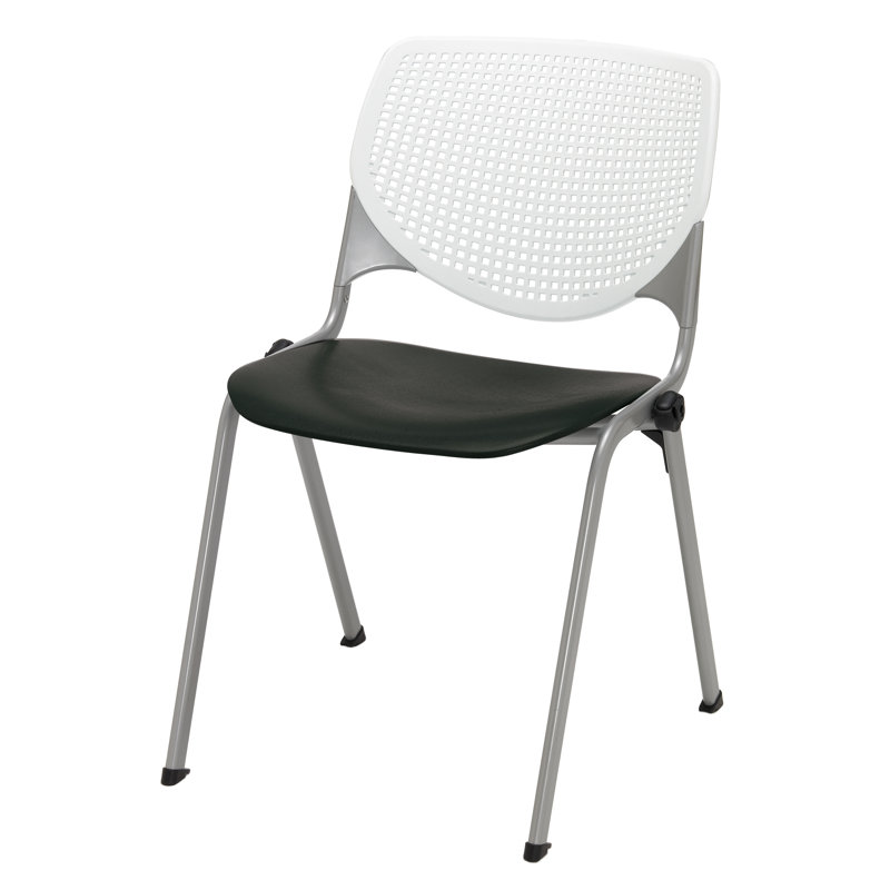 Chaise empilable en poly sans accoudoirs Kool, Sans roulettes, Blanc / noir